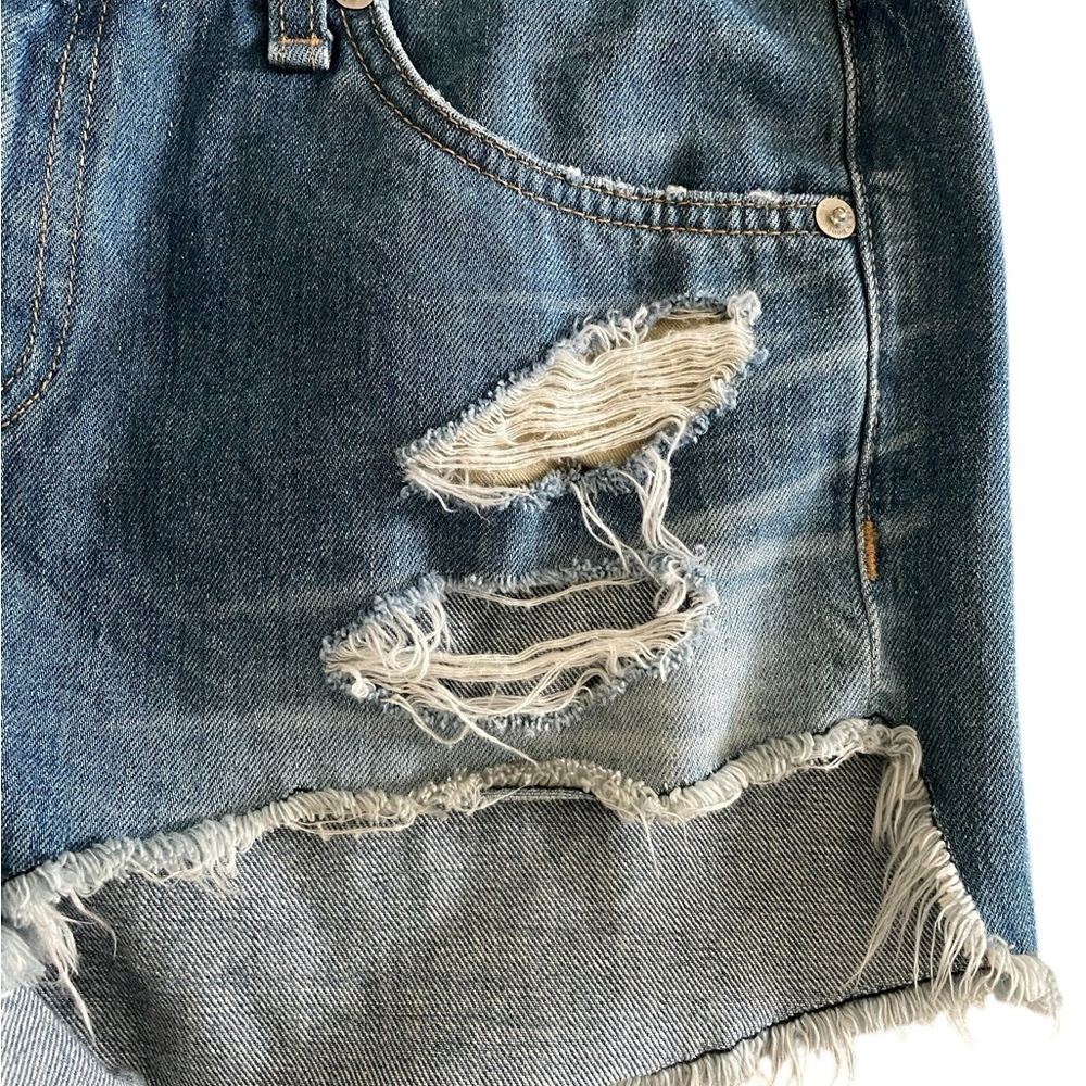 rag & bone Blue Distressed Jean Shorts - Picture 5 of 9